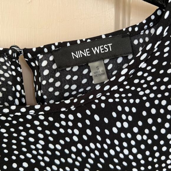 Nine West Black and White Blouse with Sleeve Ties Blouse | Size Small - Picture 3 of 6